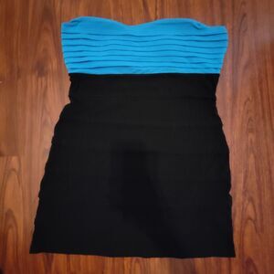 Black Kai Strapless Blue Black Bandage Bodycon Mini Dress 2000s Clubwear